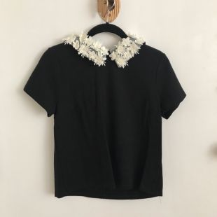 Top With Embellished Floral Collar