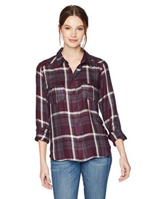 Paige - PAIGE Women's MYA Shirt, Dark Mauve Wine, XS