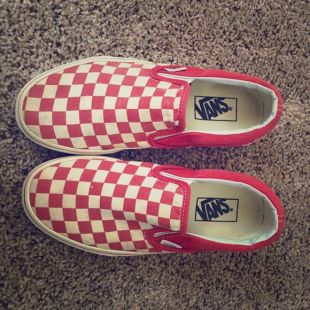 Vans - Red and White Checkerboard Slip-On