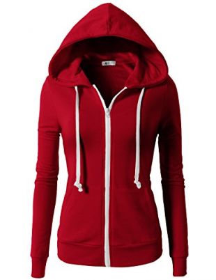 H2H Women Active Slim Fit Zip Up Long Sleeve Spring Hoodie Jacket RED US L/Asia L (CWOHOL020)