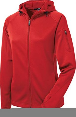 Sport-Tek Ladies Tech Fleece Full-Zip Hooded Jacket. L248 Large True Red