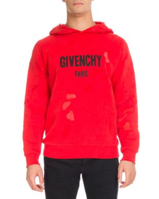 Distressed Cotton Logo Hoodie