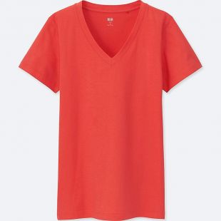 WOMEN Supima Cotton Jersey V Neck Short Sleeve T shirt | UNIQLO UK