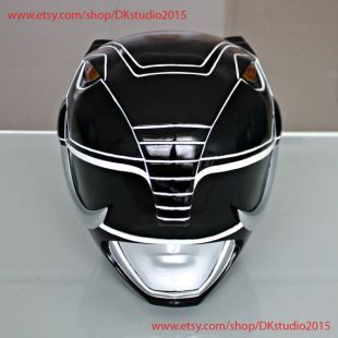 1:1 Scale Halloween Costume, Mighty Morphin Power Ranger Helmet Costume Mask, Power Ranger Cosplay Black Ranger PR15