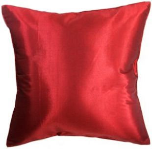 Artiwa 16"x16" Silk Satin Decorative Throw Pillow Cover for Couch and Bed : Red