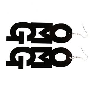 MagiDeal Large OMG Boucles D'oreilles Pendante en Acrylique avec Crochet Bijoux Hip Hop Cool - Noir