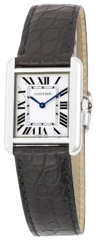 CARTIER TANK SOLO FEMME 30 X 23MM NOIR CUIR BRACELET MONTRE W5200005
