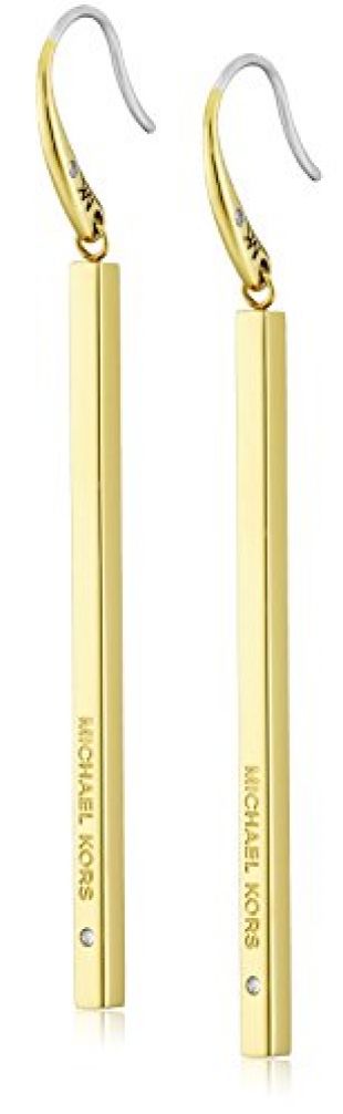 Michael Kors Gold-Tone MK Logo Bar Drop Earrings