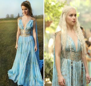 Game of Thrones Costume - Daenerys Qarth Blue Dress with Belt - Khaleesi Gown Daenerys Targaryen Cosplay