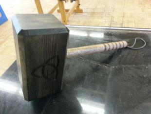 Cosplay Thor Mjolnir hammer, hardwood with laser engraving.