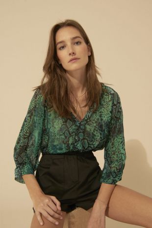 Rick snakeskin print chiffon top