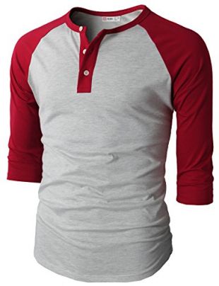 h2h - H2H Mens Casual Slim Fit Raglan 3/4 Sleeve Henley T-Shirts