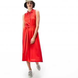 Robe polo sans manches en petit piqué avec ceinture amovible