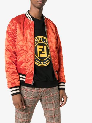 Gucci Reversible bomber jacket with printed sleeves