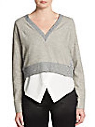 Derek Lam 10 Crosby Dual-Tone Cropped Sweater