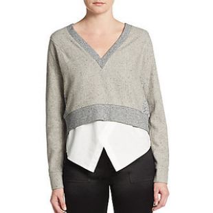 Derek Lam 10 Crosby Dual-Tone Cropped Sweater
