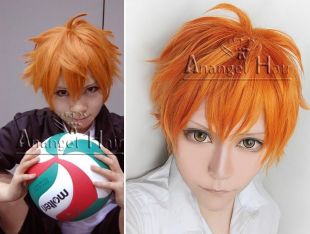 Haikyuu Hinata Shouyou Cosplay Wig Orange Short Layered Straight Synthetic Hair