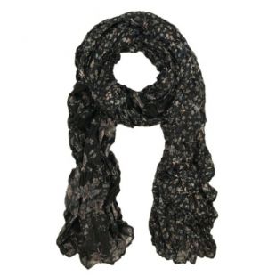 Unique Two Sided Flower and Cherry Print Scarf, Brown