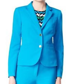 Calvin Klein NEW Blue Women's Size 2P Petite Notched Seamed Jacket $129 #028