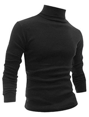 uxcell Men Long Sleeve Turtle Neck Slim Fit Casual T Shirt Black L US 42