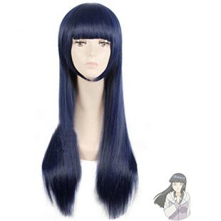 EZ2WORLD HOT! Narutos Shippuden Hinata Hyuga Blue&Black Mixed Cosplay Wig 80cm