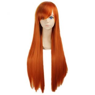 COSPLAZA Cosplay Wigs Perruque Bleach Orihime Inoue raide longue orangé Anime Cheveux