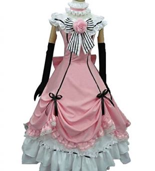 Vivian Japanese Anime Black Butler Shieru Cosplay Costume style belle, Robe de princesse rose Femmes Style Lady Robe de soirée Cosplay Costume (Donnez-nous votre taille) S: (150-160cm)