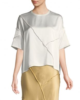 Raw-Edge Silk Short-Sleeve Tee