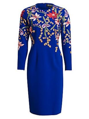 Embroidered Midi Sheath Dress