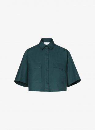 Marine Green Oversized Crop Shirt