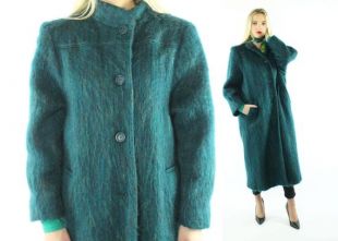 80's Mohair Turquoise Wool Winter Coat