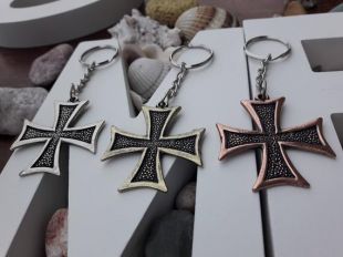 Collier croix des Templiers et porte clé, Croix Pattee Templiers Croix, Croix de fer allemande militaire Médaille commande collier porte clé, Prusse