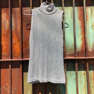 Col roulé argent sans manches mini mini robe/tunique taille XS/S