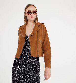 Veste Gene biker cuir velours