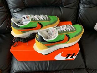 2019 NIKE X SACAI LD WAFFLE GREEN GUSTO ORANGE SIZES UK 10 & 12 NEW  | eBay