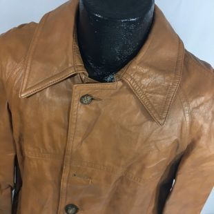 Vintage 70 ' s hommes Startown MoD marron en cuir COGNAC sur manteau 4 BTN Cowboy Western SpY veste 42