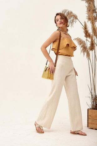 Pantalon En Lin Pour Femme - Coupe Crayon Ajustée, Taille Haute - Poche Extensible - Chaud Et élégant - Taille Courte