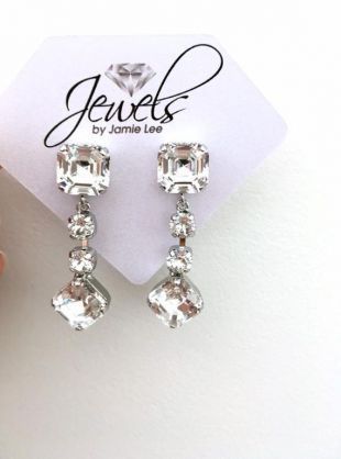 Asscher Cut Crystal Drop boucles d’oreilles • cristal de Swarovski • Cristal autrichien • clair