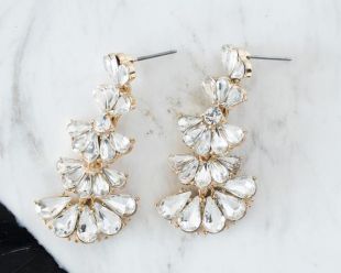 Or cristal boucles d’oreilles, boucles d’oreilles de demoiselle d’honneur, bijoux de mariage, cadeau, cadeau de vacances, grandes boucles d’oreilles, boucles d’oreilles Chandelier de vacances