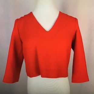 Red Kelley Crepe Crop Top Blouse