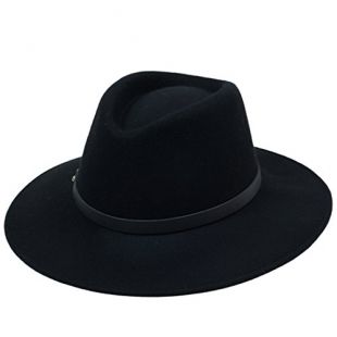 Kapmore Chapeau Fedora Feutre Pliable Chapeau Borsalino Unisexe Plain Hommes Felt Fedora Chapeau Gangster Adulte Noir avec en Cuir Ceinture Comme d'anniversaire Cadeau Fête des Pères Cadeau Saint Vale