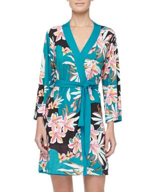 Ibisco Floral Print Short Robe