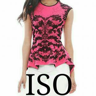 Pink Scorpio Lace Jacq Peplum Top