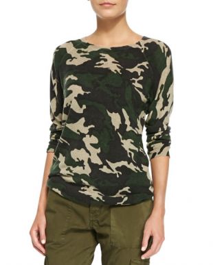 Cashmere Camo Print Raglan Sweater