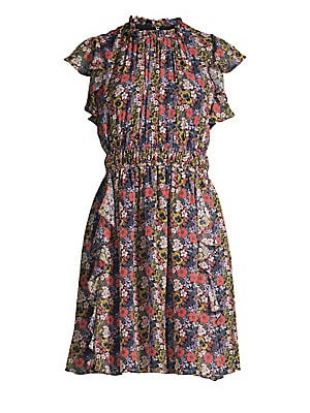 Amora Floral Ruffled Silk Dress