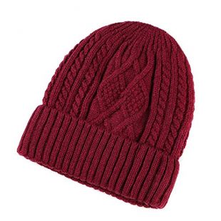 SINXE]Brand Twist Knitted Winter Hats Thick Velvet Warm Cap Solid Cool Hip hop Bone Beanies Slouchy Bonnet Bordeaux