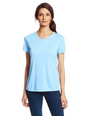 Hanes Sport Women's Cool DRI Performance V-Neck Tee,Light Blue,Large