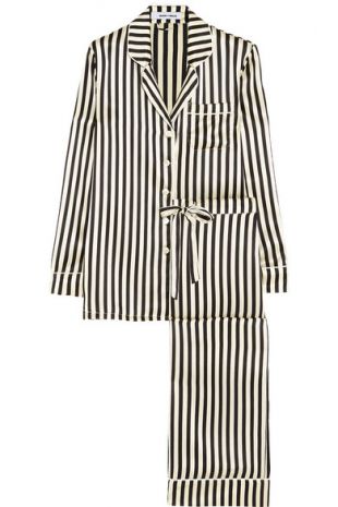 Lila Nika Striped Silk Satin Pajama Set