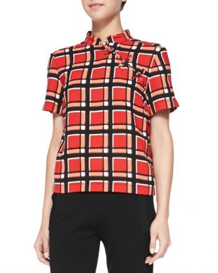 Toto Plaid Crepe Top