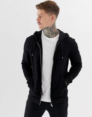 Asos zip up hoodie in black